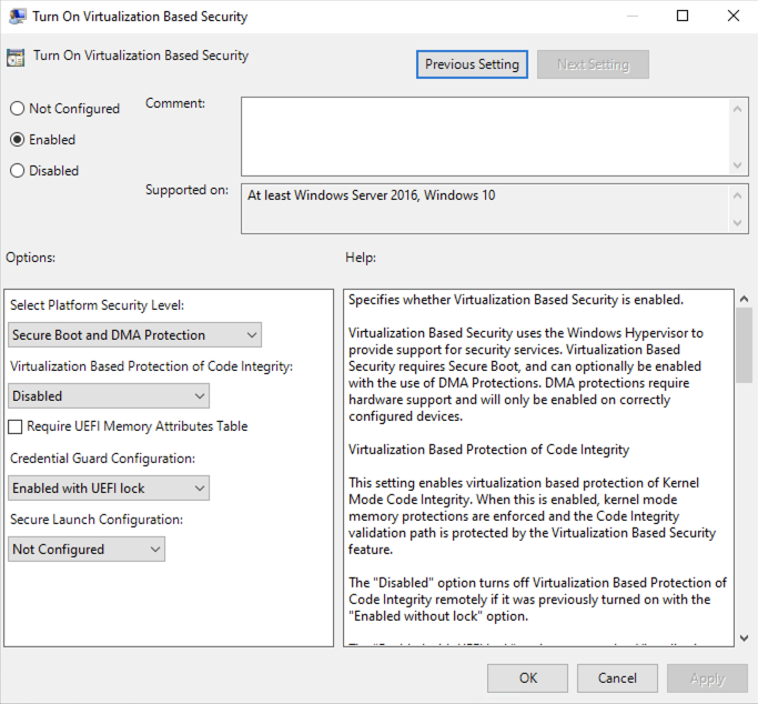 Configuración de objetos de política de grupo de seguridad basada en la virtualización con la opción Activar seguridad basada en la virtualización habilitada.