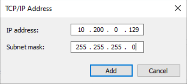 Cuadro de diálogo Dirección TCP/IP