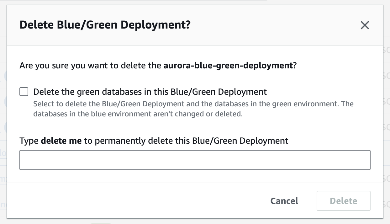 Eliminar una implementación azul/verde