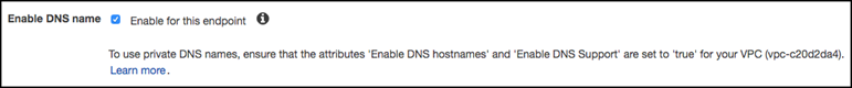 Habilitar el nombre de DNS para el punto de enlace de la Amazon VPC