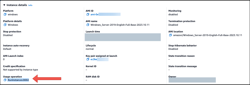 AMI de Windows con RunInstances:0002 para BYOM.