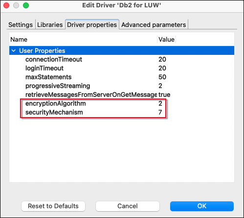 La pestaña Propiedades del controlador en la ventana Editar controlador en DBeaver.