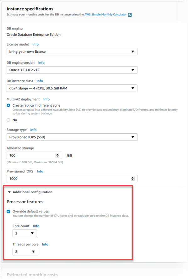 Configuración de opciones del procesador