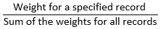 Fórmula para determinar cuánto tráfico se dirige a un recurso determinado: ponderación de un registro especificado/suma de las ponderaciones de todos los registros.
