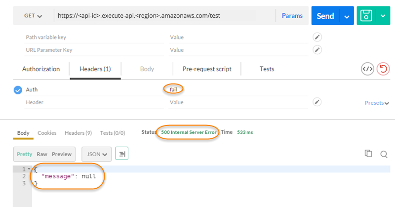 Cómo llamar a la API con el token Fail de autorización de Lambda