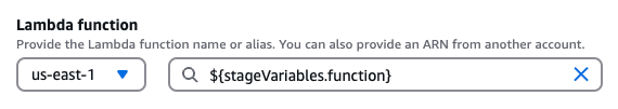 Cree un método GET integrado con una función de Lambda tal como lo especifica la variable de etapa function.