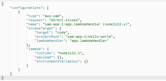 Acceda a la opción Add Debug Configuration (Agregar configuración de depuración) en la acción en línea de un controlador de funciones de Lambda.