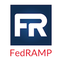 FedRAMP logo with blue square containing white FR letters above red text.