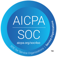 AICPA SOC circular logo for Service Organizations with website URL.