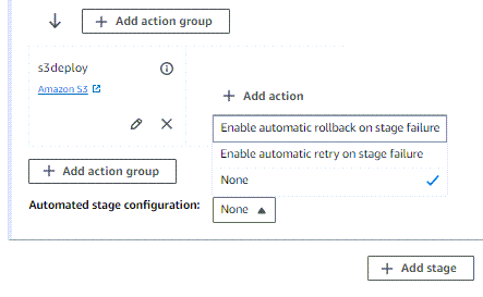 Configurar el modo de reintento para una etapa en. CodePipeline