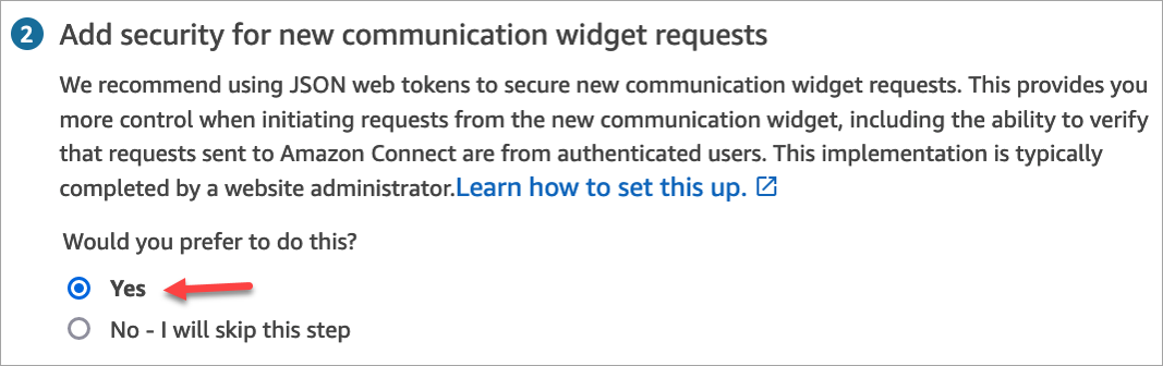 La activación de la seguridad para las nuevas solicitudes de widgets de comunicación.