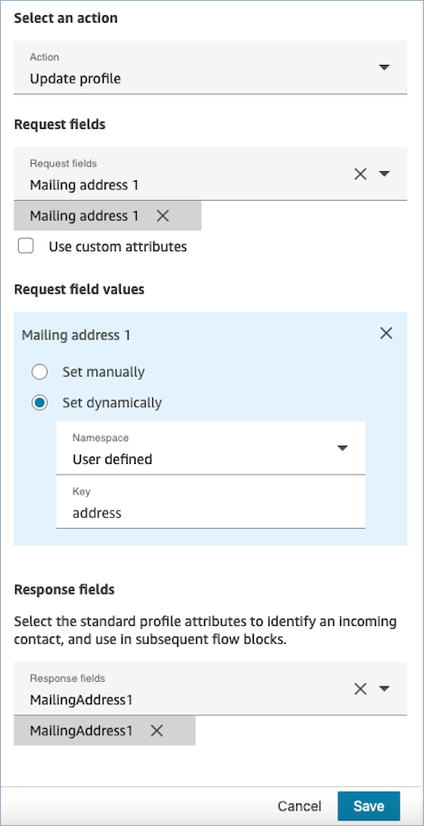 La página de propiedades del UpdateProfiles bloque de perfiles de clientes.