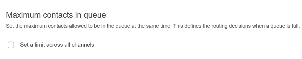 Option to set a maximum limit for contacts in queue across all channels.