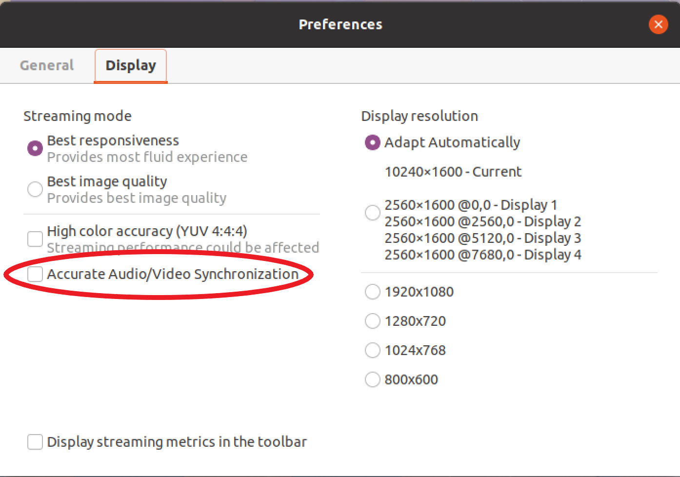 Botón Configuración de audio/vídeo que se encuentra en la parte inferior del menú Configuración.