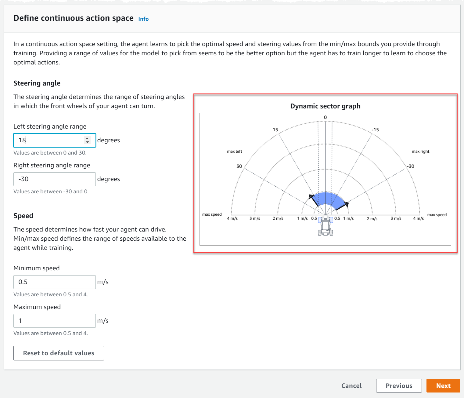 Imagen: AWS DeepRacer elegir un agente de formación.