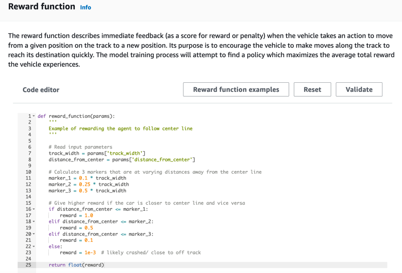 Imagen: AWS DeepRacer elegir un agente de formación.