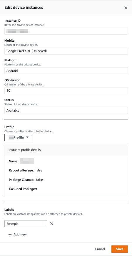 Configuración de una instancia de dispositivo