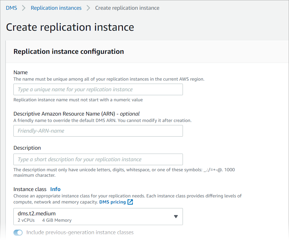 Crear una instancia de replicación