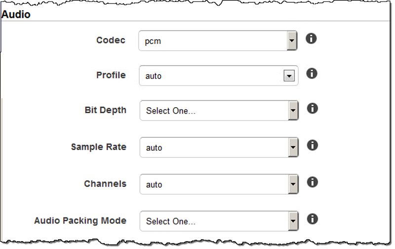 Captura de pantalla de la configuración de audio.