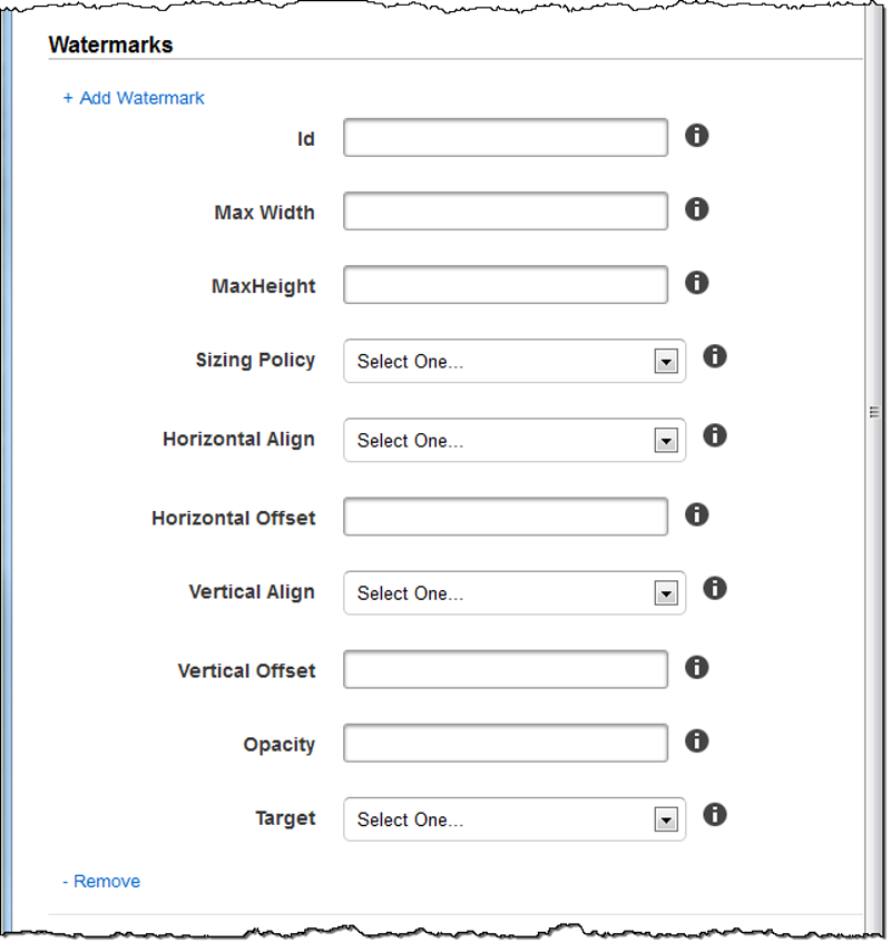 Captura de pantalla de la configuración de marca de agua.