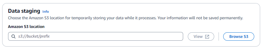 The Data staging field on the Specify source and target page