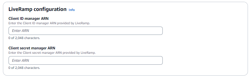 The LiveRamp configuration fields on the Specify ID mapping workflow page