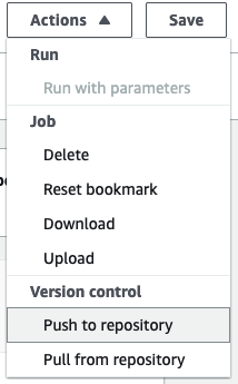 La captura de pantalla muestra un trabajo con el menú Acciones abierto. La opción Enviar al repositorio está visible.