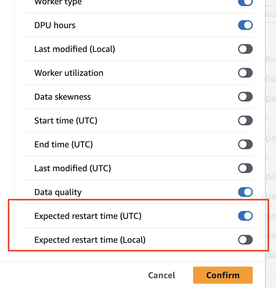 Especificación de un periodo de mantenimiento en AWS Glue Studio