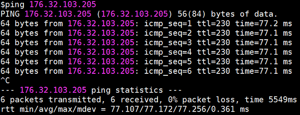 Salida correcta del comando ping.