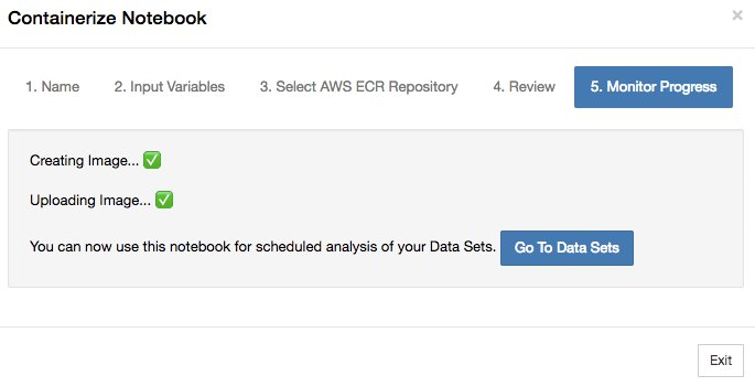 Actualice la creación de contenedores del bloc de notas en AWS IoT Analytics.