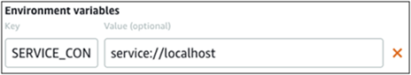 Despliegue de contenedores con una variable de entorno localhost en la consola Lightsail