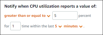 Ejemplo de alarma de CPU uso.