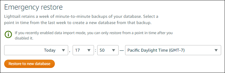 Crear una base de datos a partir de una copia de seguridad point-in-time