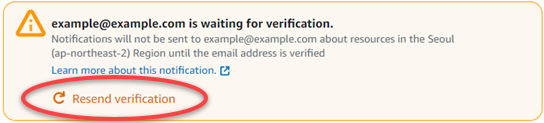 Vuelva a enviar la verificación por correo electrónico en la consola de Lightsail.