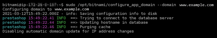 Resultado de la herramienta de configuración de dominios