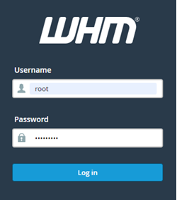 Página de inicio de sesión de WHM