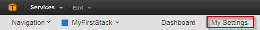 El enlace Mi configuración está en el panel de control. OpsWorks