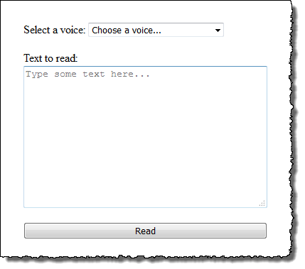 Text-to-speech interface with voice selection dropdown and text input field.