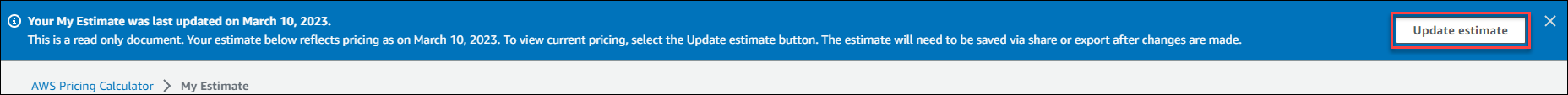 Haga clic en Actualizar estimación.