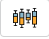 Five vertical bars representing data points in a statistical distribution.