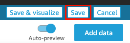 Buttons for Save & visualize, Save, Cancel, and Add data in a user interface.