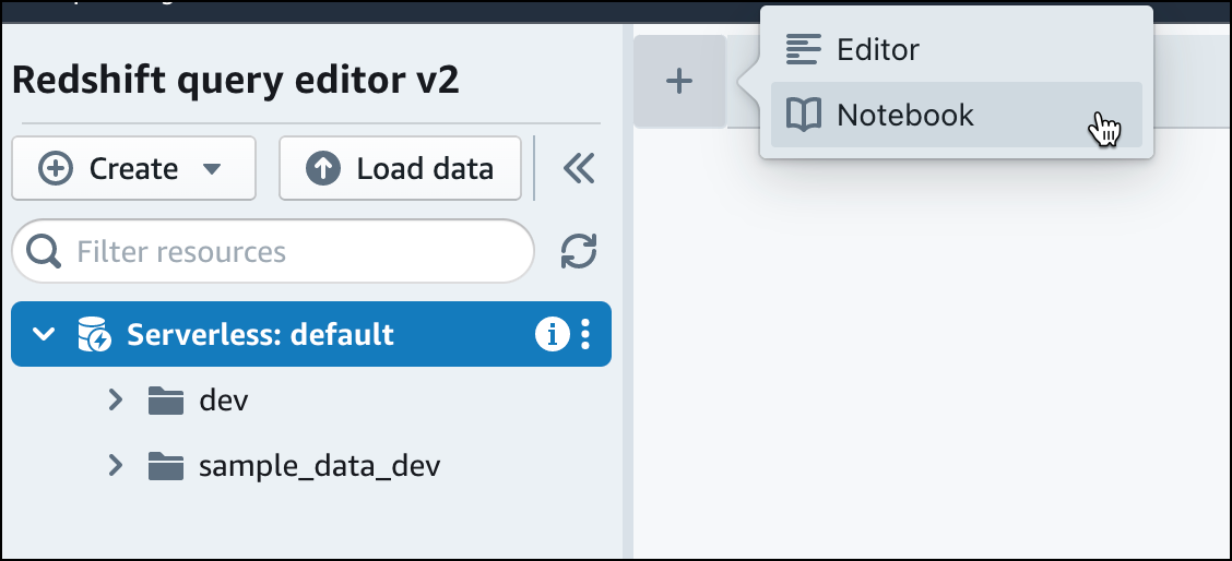 Cree un nuevo bloc de notas en el editor de consultas v2.