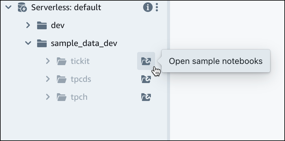 Expanda la base de datos sample_data_dev y elija el esquema que desee cargar.