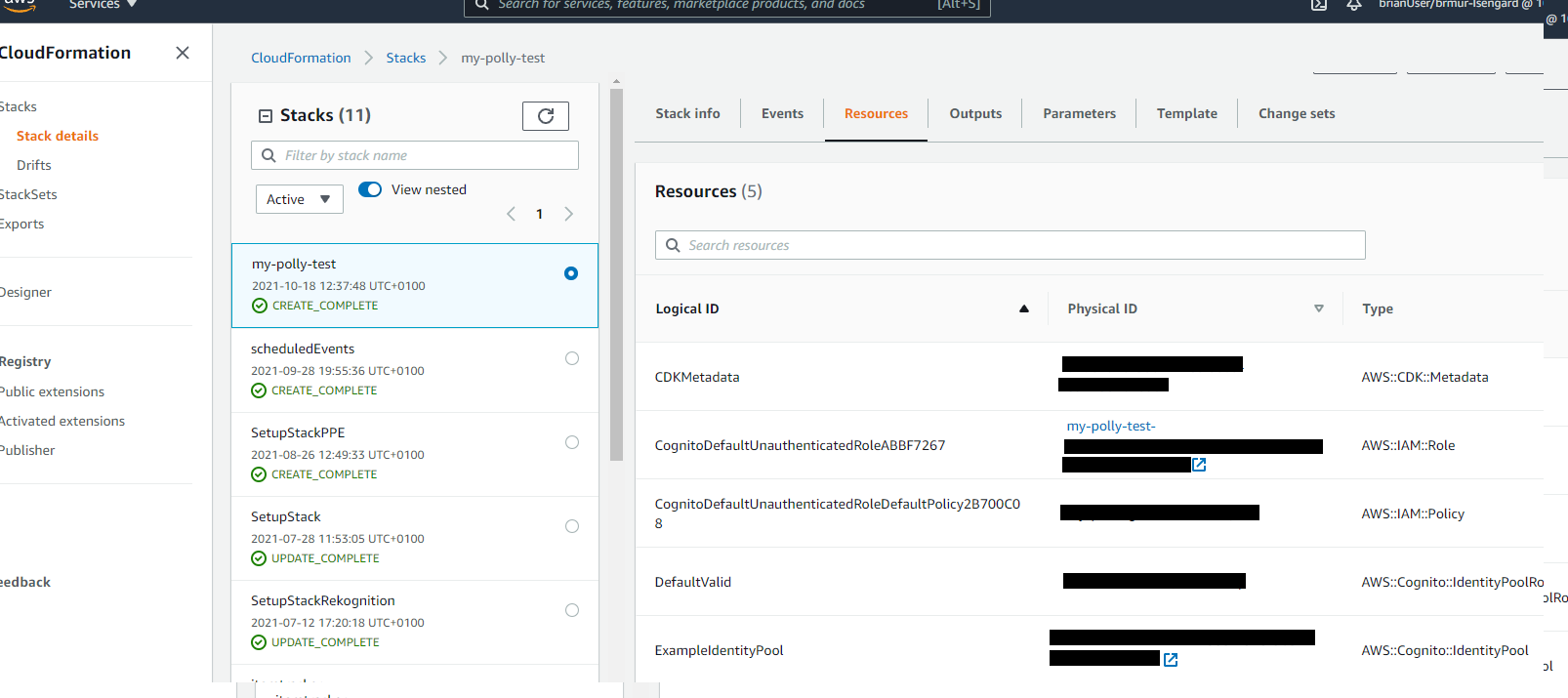 AWS CloudFormation recursos