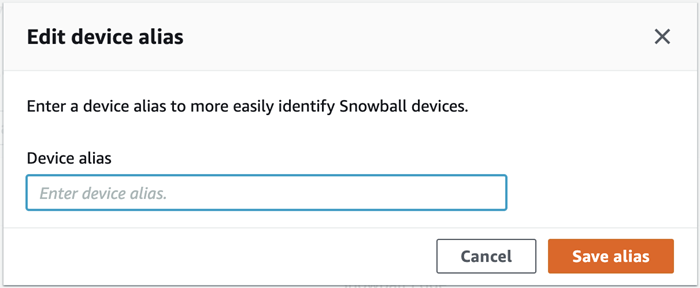 Ventana Editar el alias del dispositivo que muestra el botón Guardar alias en la parte inferior derecha.