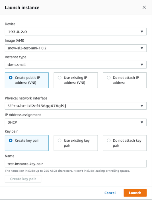 AWS OpsHub asistente de lanzamiento de instancias