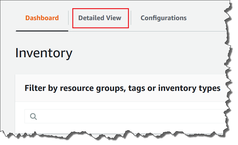 Acceso a la página de vista detallada de AWS Systems Manager Inventory