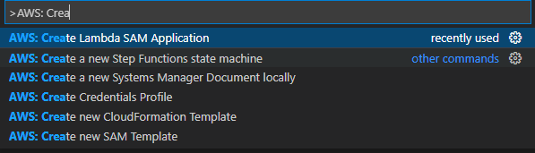 Cuadro de diálogo Command Palette (Paleta de comandos).