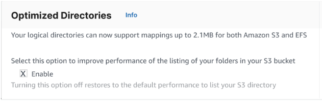 La sección de la consola de directorios optimizados.