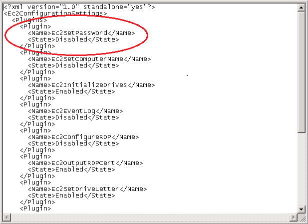 Zone du fichier Config.xml à modifier